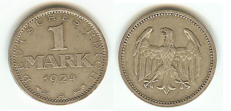 Germany 1 Mark 1924A Berlin VF+